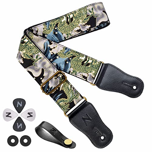 Nefelibata Japanischer bedruckter Gitarrengurt, W#Padrão de dragão