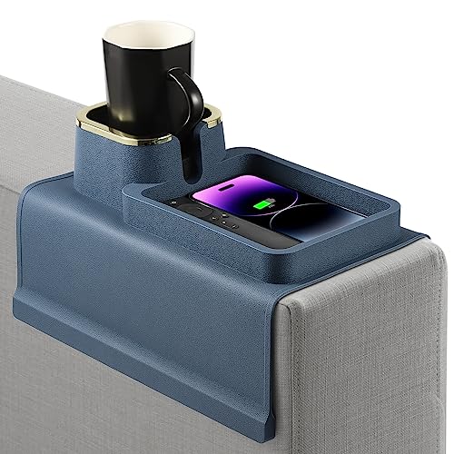 Cinnani Bandeja de sofá. Bandeja porta-copos para sofá. Porta-copos de silicone multifuncional para sofá. Permite guardar bebidas, aperitivos, telemóveis, etc(azul)