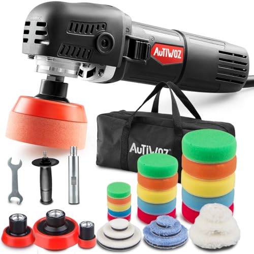 Mini polidor de carros, AUTIWOZ 850 W polidora, 25 mm/50 mm/75 mm disco de polimento/almofada esponja, polidor rotativo pequeno, 6 velocidades, 2200-5600 rpm, polido pequenas áreas, polido, polido,