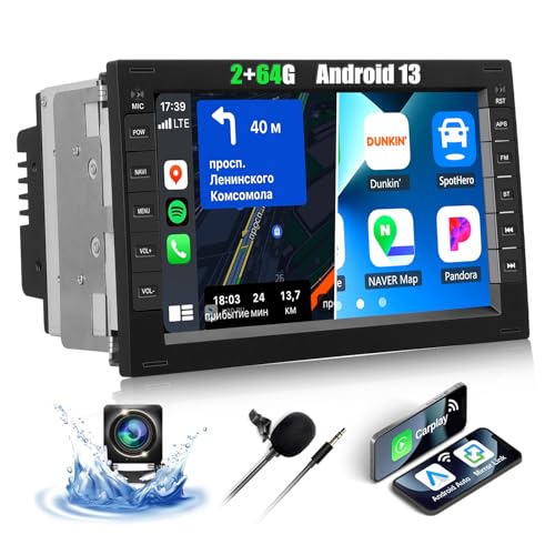 2 + 64 G CAMECHO Android 13 rádio para VW Golf 4 Polo Sharan Jetta MK4 T5 Multivan com Wireless Carplay Android Auto Bluetooth Navi autorrádio com câmara traseira WIFI GPS FM/RDS Mirror Link SWC
