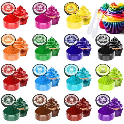 Corante alimentar em pó, 15 cores x 5 g, conjunto de corantes alimentares, pintura comestível de alta concentração para forno, ondant, macarons, buttercream - sem OGM, vegan