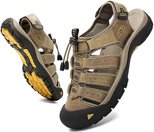 ZYLDK Sandálias de caminhada para homens verão exterior desportivos sapatos Trekking casual sapatos de montanha couro sandálias de praia antiderrapante verão EU38-46