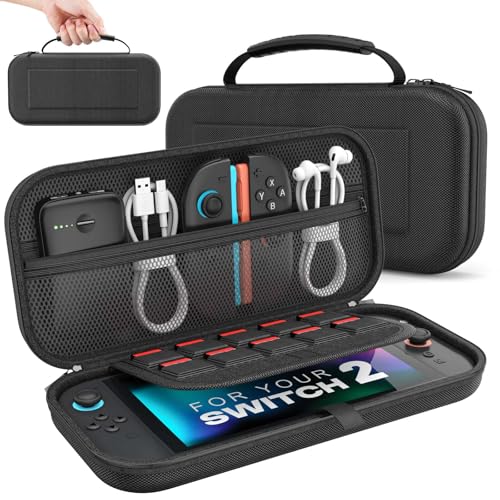 MoKo Funda para Nintendo Switch 2 2025, Estuche de Transporte con para 10 Cartuchos, Funda Protectora Carcasa Rígida Portátil de Viaje para Consola Nintendo Switch 2 y Accesorios, Negro