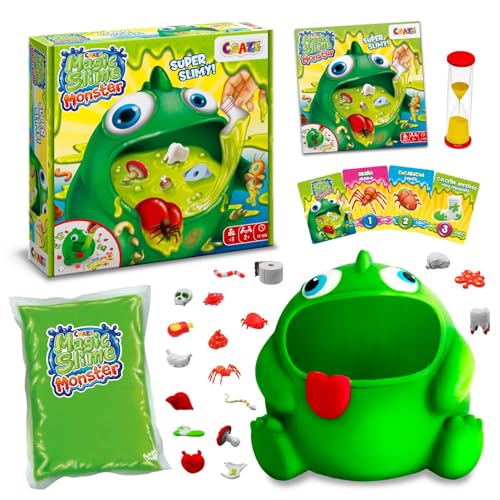 CRAZE Magic Slime Monster Jogo de mesa familiar e educativo para crianças + 3 anos, jogo de habilidade e cartas para 2 jogadores, jogos rápidos de 15 minutos, instruções em espanhol e português