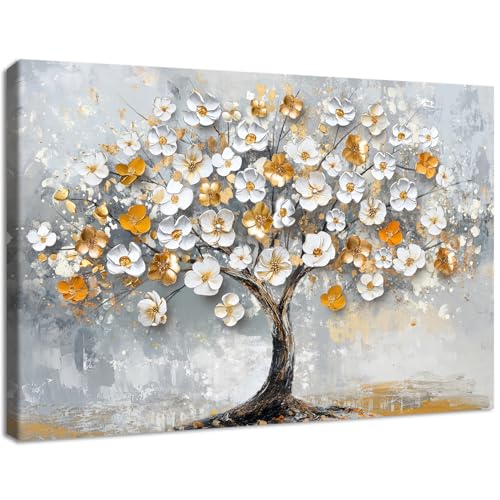 Moldura de madeira grandes quadros decoração sala de estar modernos árvore floral ouro branco pintura imagem foto árvore floral cinzento quadros decorativos sala de estar quarto sala de jantar