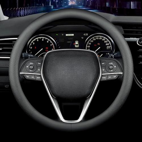 Carodi - Capa para volante de carro, na moda, em couro de napa antiderrapante, 15 polegadas (aprox. 38 cm, universal (preto)