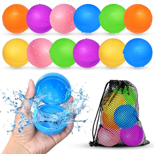 12 unidades balões de água reutilizáveis para crianças, brinquedos aquáticos de verão para meninos e meninas, brinquedos de praia para piscina para festa de verão