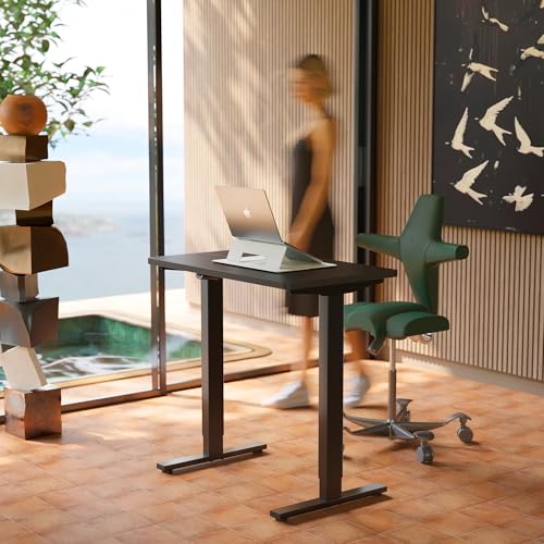 HUANUO 80 x 48 cm, mesa elétrica regulável em altura, 4 configurações de altura memóriáveis, mesa para trabalho em casa e computador, preto