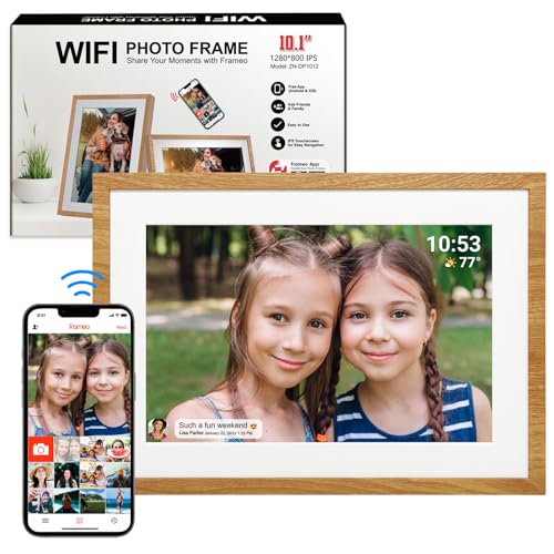 Moldura de fotos digital de 32 GB de 10,1 polegadas, WiFi, moldura de fotos digital 1280 x 800 IPS LCD ecrã tátil moldura de fotos inteligente rotação automática compartilhar fotos instantaneamente ou