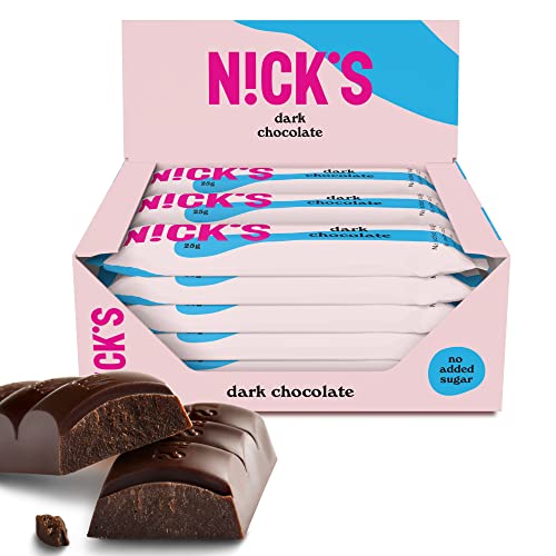 NICKS Chocolate preto vegan barra Keto sem açúcar adicionado Low Carb Snacks sem glúten (dark chocolate bars 15 x 25 g)