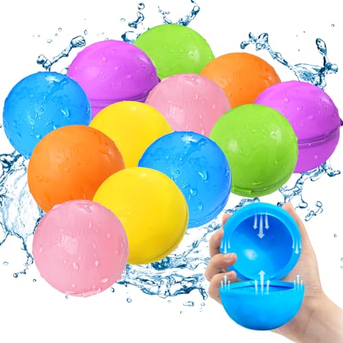 SOPPYCID 12 balões de água reutilizáveis, brinquedo para piscina e praia para crianças de 3 a 12 anos, atividades ao ar livre.