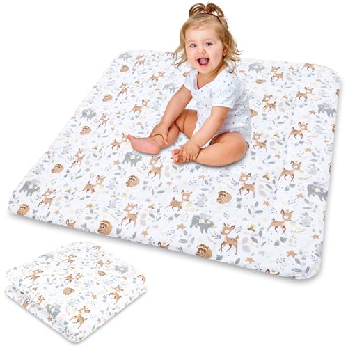 Tapete de bebé acolchoado dobrável - manta de brincar para tapete de bebé tapete de chão infantil ou tapete infantil quarto para meninos e meninas 100 cm certificado Oeko-Tex veado
