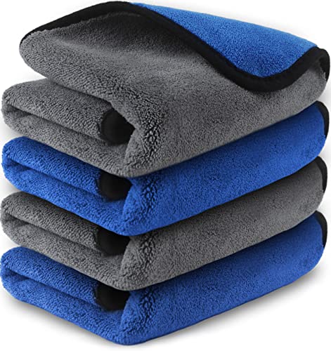 Airlab 4 x toalha de secagem de carro 800 GSM, pano de pano de microfibra sem pelos, toalhas de limpeza absorvente, panos de limpeza para mota, cozinha, vidros, janelas, óculos, espelhos, 40 x 40 cm