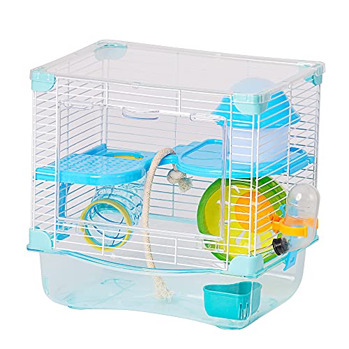 Gaiola para hamster Roborowski gaiola para hamster 27 * 21 * 27 cm gaiolas Hamsters pequena alimentador de bebé (azul)