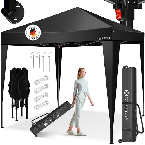 KESSER® Carvalho de 3 x 3 m, inclui bolsa com rodas, sistema de clique pop-up, impermeável, proteção UV 50+, gazebo dobrável, tenda de jardim, tenda para festas, reforços de
