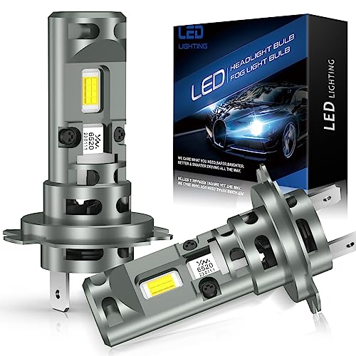 JOSHF Lâmpada H7 Led, CSP 120W 30000LM 700% 6500K farol branco para carro, atualização da lâmpada halogénica - 1:1 mini LED H7 com ventilador silencioso, DC12V-24V, 2 lâmpadas