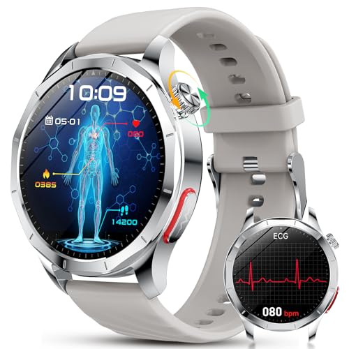 YUPENG Relógio medidor com ECG/ácido úrico/lípido, 1,43" ECG Smartwatch com BMI/fadiga/emoções, pressão arterial 24/7, temperatura corporal, SpO2 para Android iOS