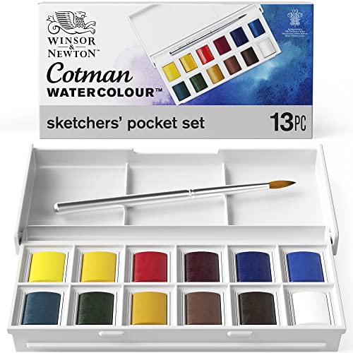 Winsor & Newton Conjunto de aguarelas CotMan, variedade de cores, 1 conjunto