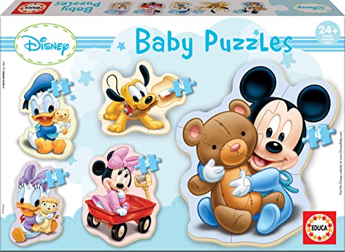 Educa - Baby Mickey Mouse 5 puzzles progressivos de 3 a 5 peças | puzzle de 2 anos | puzzle da Disney infantil (13813)