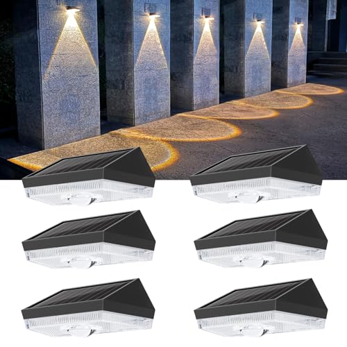 ELLASAY Aplique solar exterior jardim, 10 cores modos de RGB LED luz solar exterior, IP65 candeeiros solares impermeáveis, luzes parad cerca terraço pátio 6 peças