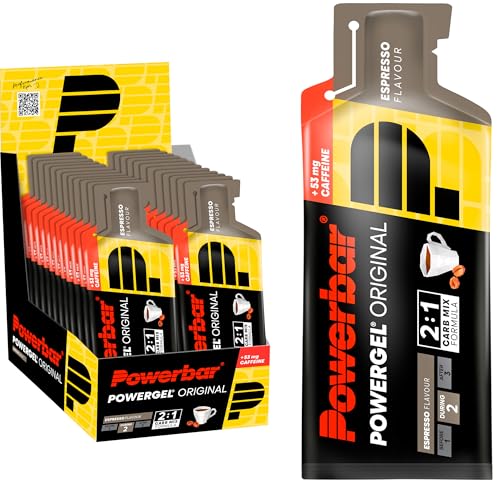 Powerbar PowerGel Original expresso 24 x 41 g, High Carb Energy Gel magnésio e sódio 53 mg cafeína