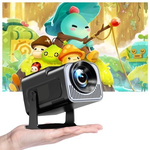 HIPPUS Mini projetor portátil 4K Supote 1080P projetor de vídeo WiFi 6 e Bluetooth 5,2, projetor de cinema de 270° HDMI/USB/PS5/Laptop, correção automática de trapézio, preto