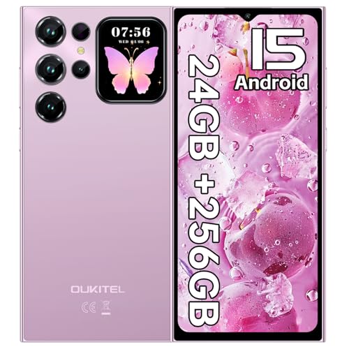 OUKITEL C62PRO Telemóveis livres, 24 GB (8 16) 256 GB/1TB telemóvel Android 15, 6,88" HD+ 90 Hz, bateria 5150 mAh telemóvel, câmara 13 MP Smartphone, 4G Dual SIM/GPS/NFG/NF. C Impressão/Face ID, roxo