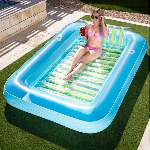 Sloosh Flutuador insuflável de bronzeamento para piscina, banheira bronzeada, para adultos, balsa para piscina, banhos de sol, bronzeamento, espreguiçadeira de piscina, flutuador de cama de bronzeado