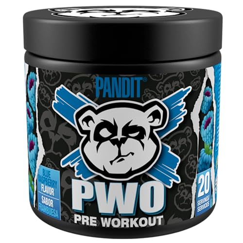 Pandit Pré-treino | mais óxido nítrico com creatina monohidratada, pré-treino forte com cafeína, pré Workout, ginásio em pó, monohidrato de creatina, beta-lanina (240 g, framboesa azul)