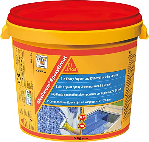 SIKA - Argamassa de rejuntamento epóxi - SikaCeram EpoxyGrout - Noite - de alta resistência - para azulejos e azulejos com espessuras de 2 a 20 mm - para paredes e pisos interior e exterior - 5 kg