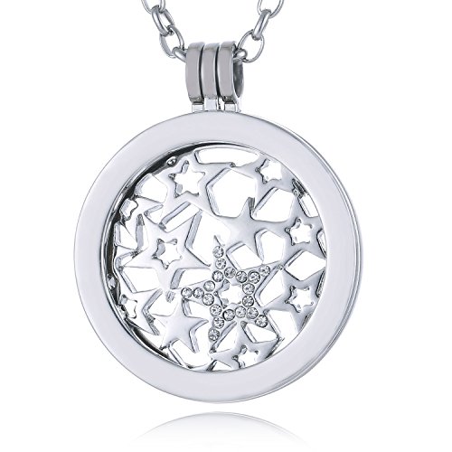Morella Mulheres colar 70 cm aço inoxidável com amuleto e pendente Coin 33 mm em saco de joalharia