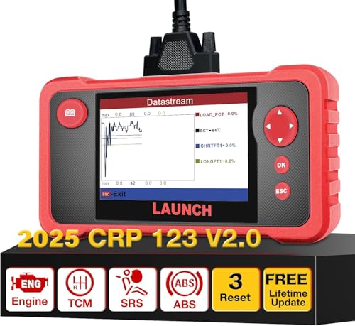 LAUNCH CRP123 V2.0 OBD2 Diagnóstico carro multimarca com 4 sistemas e 3 funções de reinicialização, leitor de código sistema de motor ABS SRS transmissão, reset de óleo ETS SAS, atualização gratuita..