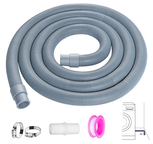 Desague máquina de lavar 2,5 m, ilauke kit de mangueira de drenagem de substituição universal com 1 adaptador de extensão branco, 2 abraçadeiras e 1 rolo de fita 6 m, tubo drenagem para máquina de