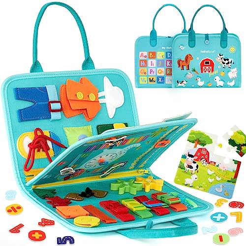 hahaland Busy Board Montessori 2 anos - placa sensorial de atividades brinquedos Montessori para crianças 12 3 anos, presentes para crianças aniversário 1 ano