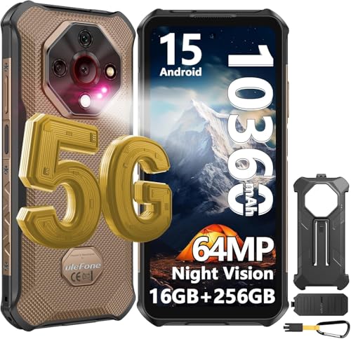 Ulefone Armor X16 Pro 5G telemóvel inquebrável 2025, Android 15 telemóvel rugerizado 10360 mAh/33W, 64 MP+visão noturna, 16 GB + 256 GB/2 TB telemóvel resistente 6,56 '' FHD+/120Hz, IP. 12 Meses