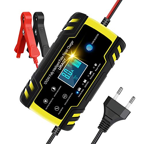 URAQT Carregador de baterias de carro, manutenção automática inteligente com várias proteções para carro, mota, moto 4, veículo recreativo e barco