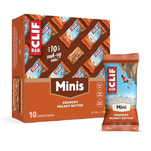 CLIF BAR Minis Barrinhas de proteína, Crunchy Peanut Butter | Protéinas vegetais, 10 x 28 g