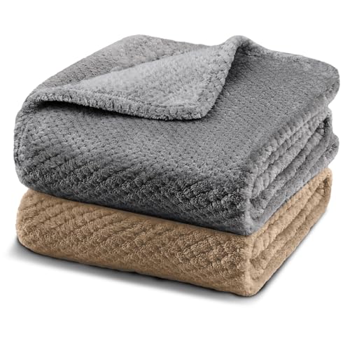 HoaaiGo 2 peças Pet manta macia e quente de pelúcia para cães gatos, 70 x 100 cm mantas de forro polar lavável, Fluffy Fleece manta premium de velo cara para animais de estimação para cama e sofá