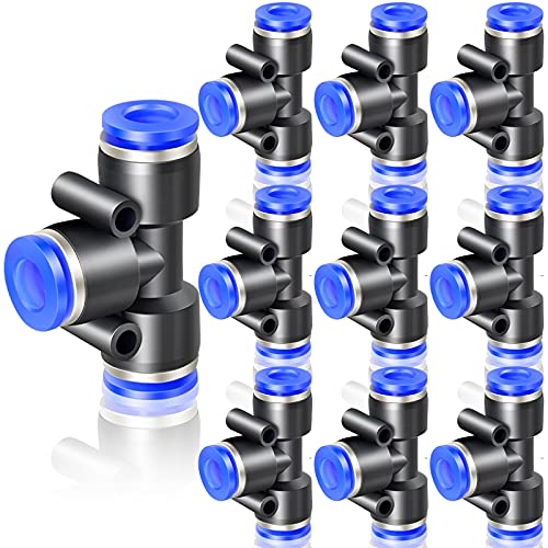 ERGAOBOY 10 peças azul 12 mm OD de 3 vias empurrar para conectar pneus acessórios (PE-12)