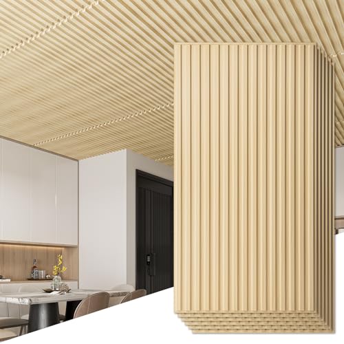 Art3d 6 peças 3D painéis de parede PVC azulejos de teto de ripas de design decoração de paredes interiores 120 x 60 cm (2 x 4 FT) decorativo suspenso azulejos de teto de carvalho 4,4 TYYKL