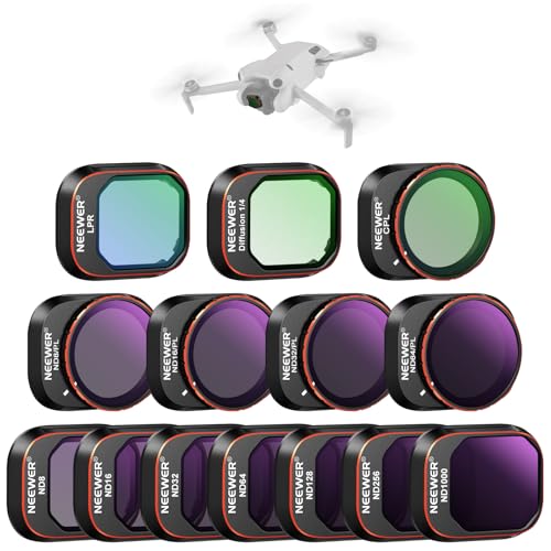 NEEWER Conjunto de filtros compatíveis com dji Mini 4 Pro, 14 unidades, filtro ND polarizado, ND8 ND16 ND32 ND64 ND128 ND256 ND1000 ND8/PL ND16/PL ND32/PL ND64/PL Black Diffusion 1/4 Inch quinamento