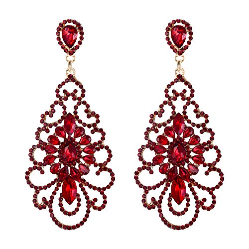 Brincos de mulher - Clearine brincos em forma de flores floral castiçal, estilo retro lindo cristais para casamento noiva festa