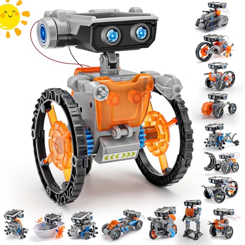 VEPOWER Kit Solar Robot, Technic 15 em 1, brinquedos de robô, conjunto de montagem robótica, acionamento duplo solar e de bateria, presente para crianças 8 9 10 11 12 anos (212 peças)