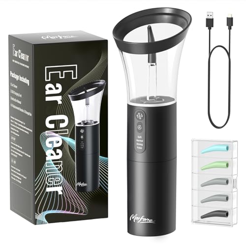Eliminador de cerume Morfone, operação com uma mão, 4 modos, avisos de segurança, IPX6 resistente à água, limpeza de ouvidos com 5 bicos. Limpador de ouvidos para adultos, extra