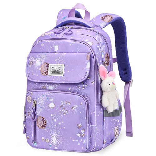 Mochila menina menino 7-12 anos para mochila escolar mochilas escolares adolescentes mochila infantil impermeável multicompartimento confortável e respirável mochilas primárias, roxo, 46 x 30 x 18 cm