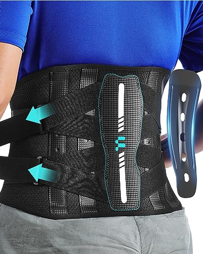 Fitomo Faixa lombar homem mulher com suporte ergonómico e talas de fibra de carbono, tecido de malha ultra fino, faixa lombar para dores nas costas, ciática, trabalho, postura