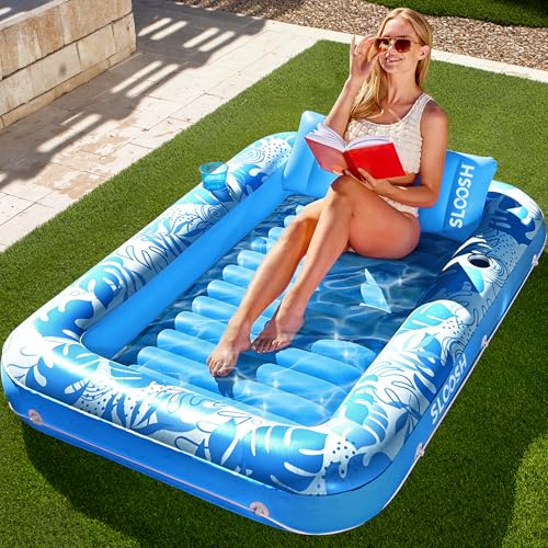 Sloosh Gonflável bronze piscina Chaise Longue Flotteur pour para adultos, 70" x 46"/1,78 m*1,16 m Grand Bain de Soleil Flotteurs de piscina Lit de bronze Gonflable Radeau de piscina Lounge Floatie