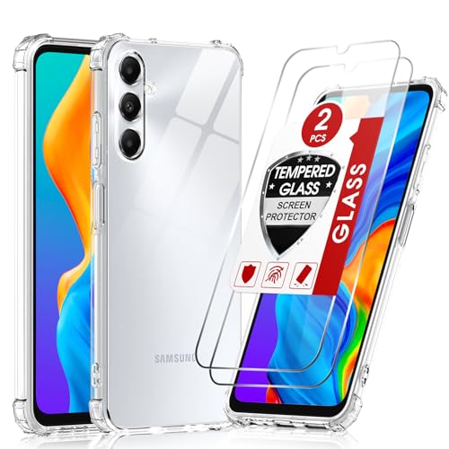 LeYi Capa para Samsung Galaxy A05S/A 05s com [2-unidades] vidro temperado, capa Armor silicone Soft Skin TPU Case anti-impactos Cover, transparente