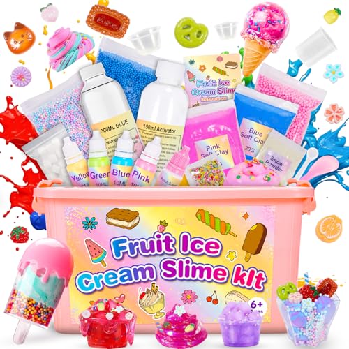 Adeokay Slime para meninas, presentes menina 6 7 8 9 10 11 12 anos Fruit Slime para meninos brinquedos de menina 6-12 anos Slime kit trabalhos manuais meninas 6-12 anos Slime Fluffy presentes de
