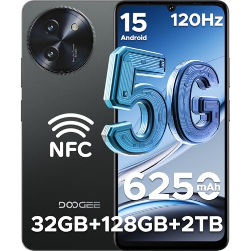 DOOGEE Note 59 telemóvel 5G, Andriod 15 Smartphone, 32 GB + 128 GB/2TB Octa Core Movil, bateria 6250 mAh, frequência de atualização de 120 Hz e ecrã 6,75 ', câmara 16 MP+8 MP móveis, NFC/Sim/F aceID